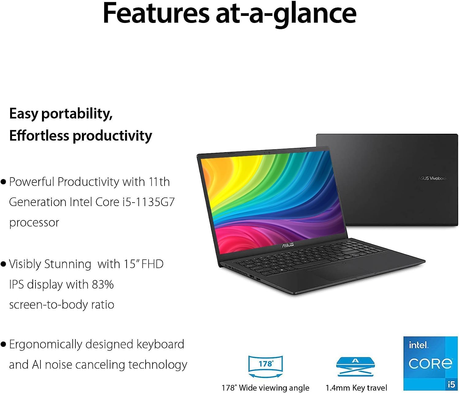 ASUS Vivobook – Laptop empresarial FHD de 15.6 pulgadas, Intel Core i5-1135G7, 20 GB de RAM, SSD de 1 TB, Windows 11 Pro, Office 365, teclado de
