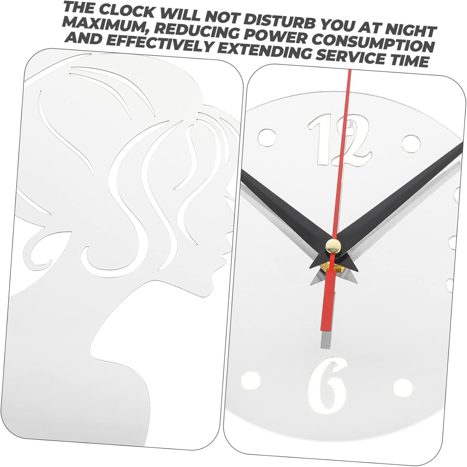 Garneck 5pcs Girls Mirror Wall Clock Home Decor Office Wall Clock Office decore Clock for Office reloj de pared Home Wall Decor DIY Acrylic Clock