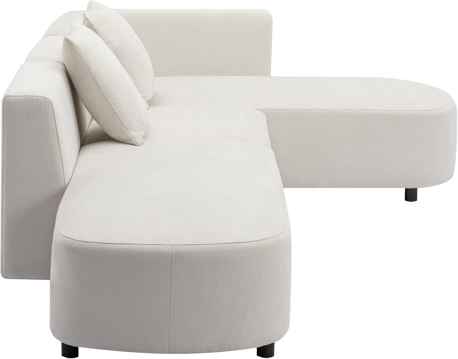 Sofá de estilo moderno de 110.2 pulgadas, sofá de lujo, tapizado otomano curvado de 4 asientos, sofá de felpilla orientado a la derecha para