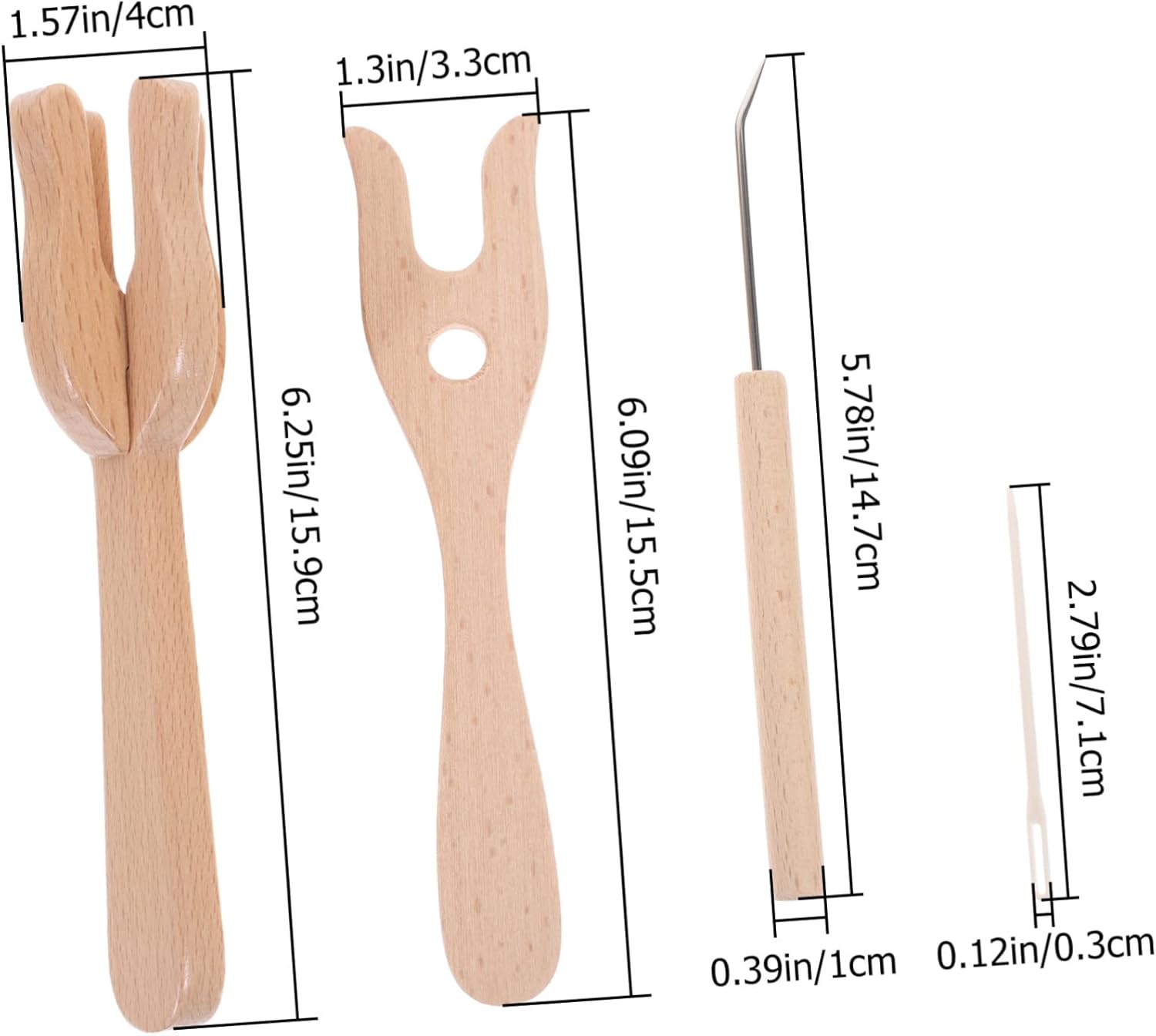 KONTONTY Juego de herramientas de madera para tejer, tenedor de madera, herramientas de tejer, tenedor de ganchillo, herramientas de tejer, juego de