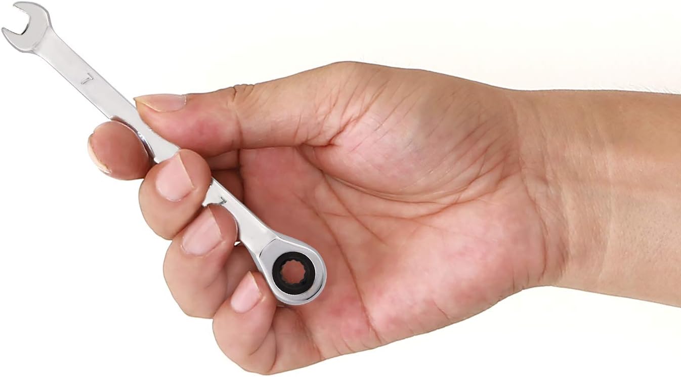 1 llave de trinquete de 12 PT de 0.276 in, juego de llaves de trinquete métricas con movimiento de 5 y 72 dientes para proyectos con espacio reducido