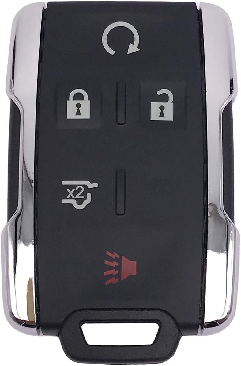 Funda inteligente para llavero GMC Yukon Sierra 1500, Chevrolet Suburban Tahoe, entrada sin llave, control remoto (plata, 5 botones)
