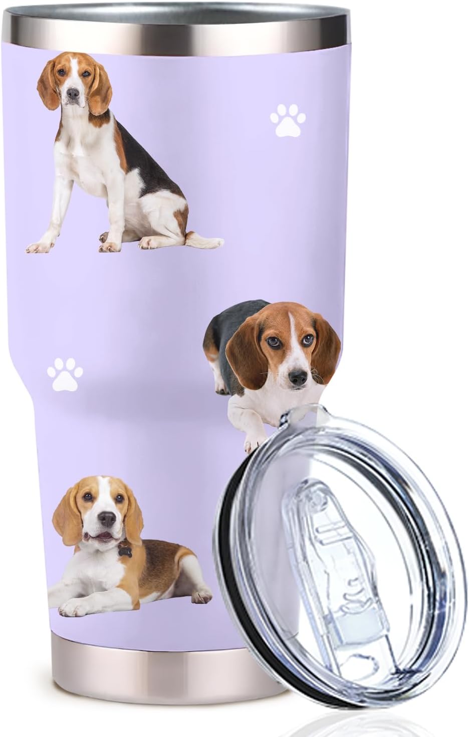 BeagleTumbler – Tazas de café de viaje aisladas de acero inoxidable con tapa y popote, regalo ideal para papá, mamá y perro