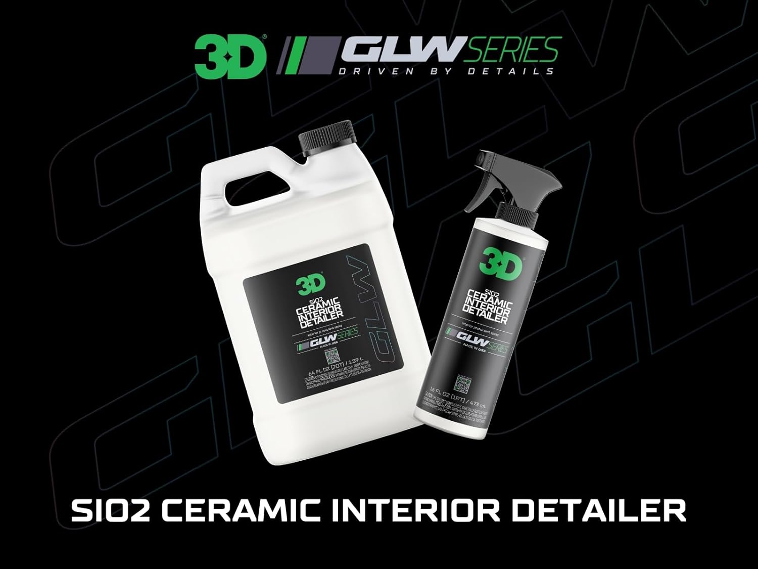 3D SiO2 – Detallador de interiores, serie GLW, limpieza profunda definitiva, protector ultra cerámico, seguro para cuero, vinilo, plástico y más,