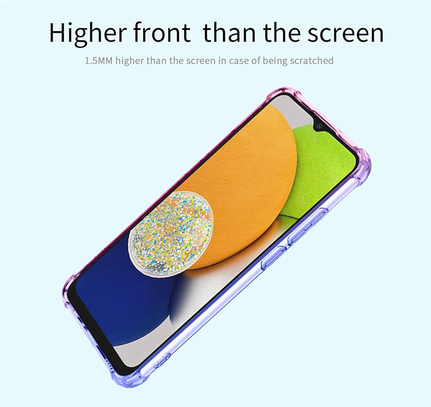 OEURVQO Funda transparente para Galaxy A03 Samsung A03 SM-A032F, transparente, lindo, degradado, colorido, delgado, suave, TPU, a prueba de golpes,