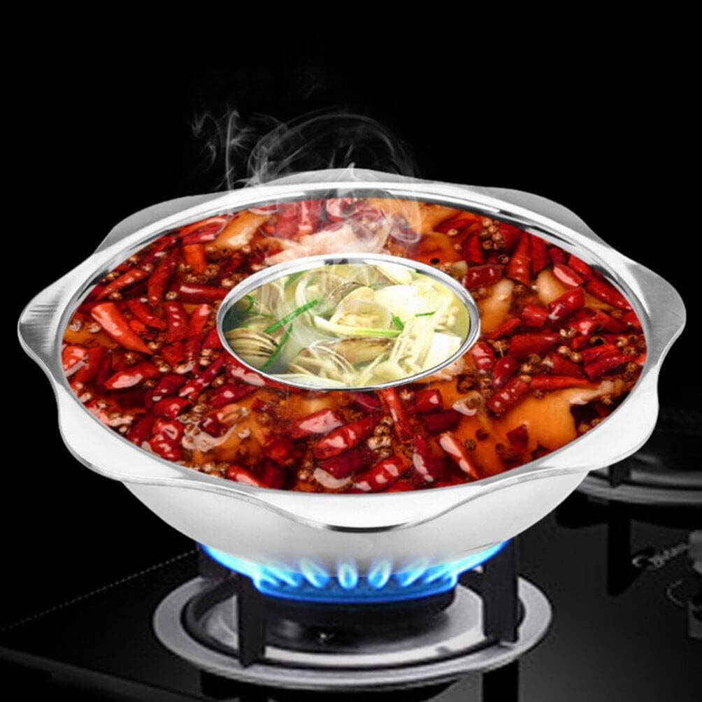 Olla caliente de acero inoxidable Shabu Pot Olla caliente con divisor 30CM Espesar olla de cocina para estufa de inducción Estufa de gas Una olla