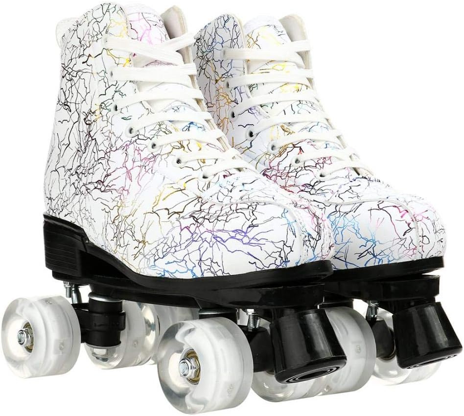 Patines unisex de doble fila, cuatro ruedas, patines altos, patrón de rayos, para principiantes, mujeres, hombres, niños y niñas