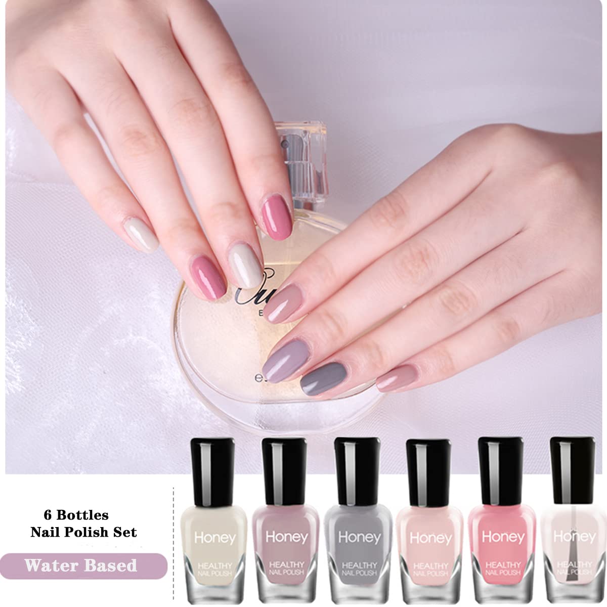 Juego de esmaltes de uñas no tóxicos, fácil de quitar y de secado rápido, juego de esmalte de uñas ecológico y orgánico a base de agua para mujeres,