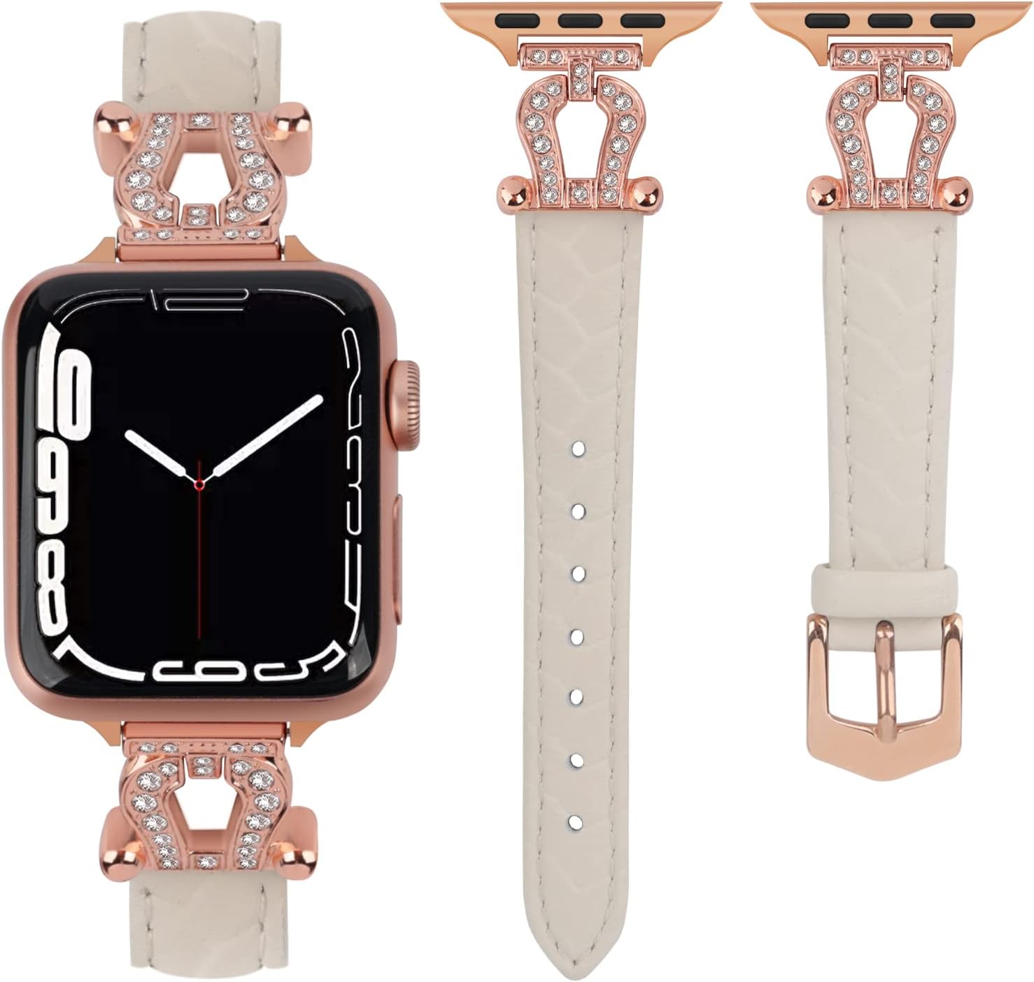 mxiixnai Correas de cuero compatibles con Apple Watch Band para mujeres de 1.496 in, 1.575 in, 1.614 in, 1.654 in, 1.732 in, 1.772 in, 1.929 in