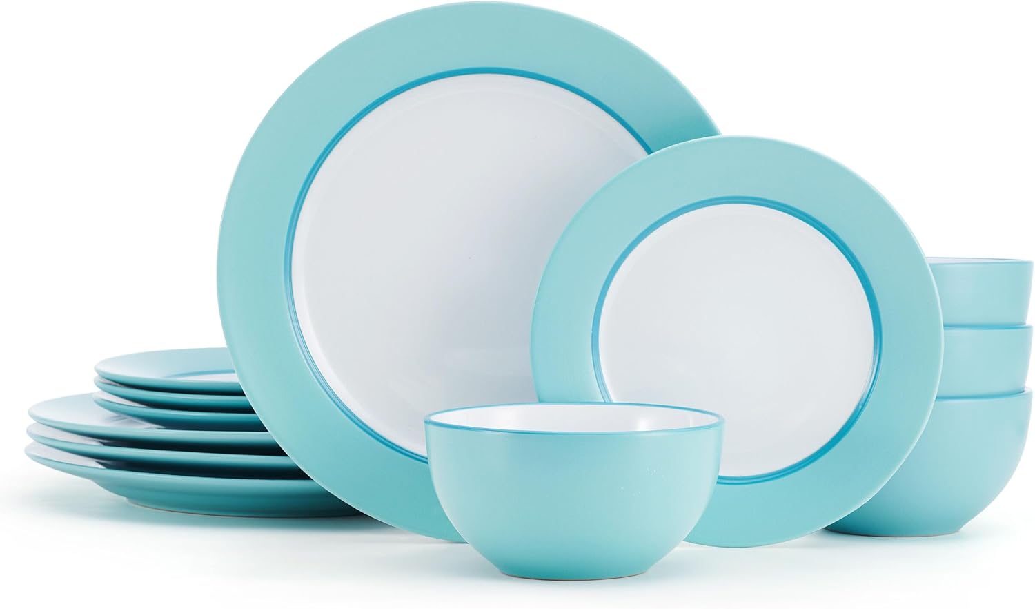Pfaltzgraff Grayson Teal – Juego de vajilla de 12 piezas, servicio para 4
