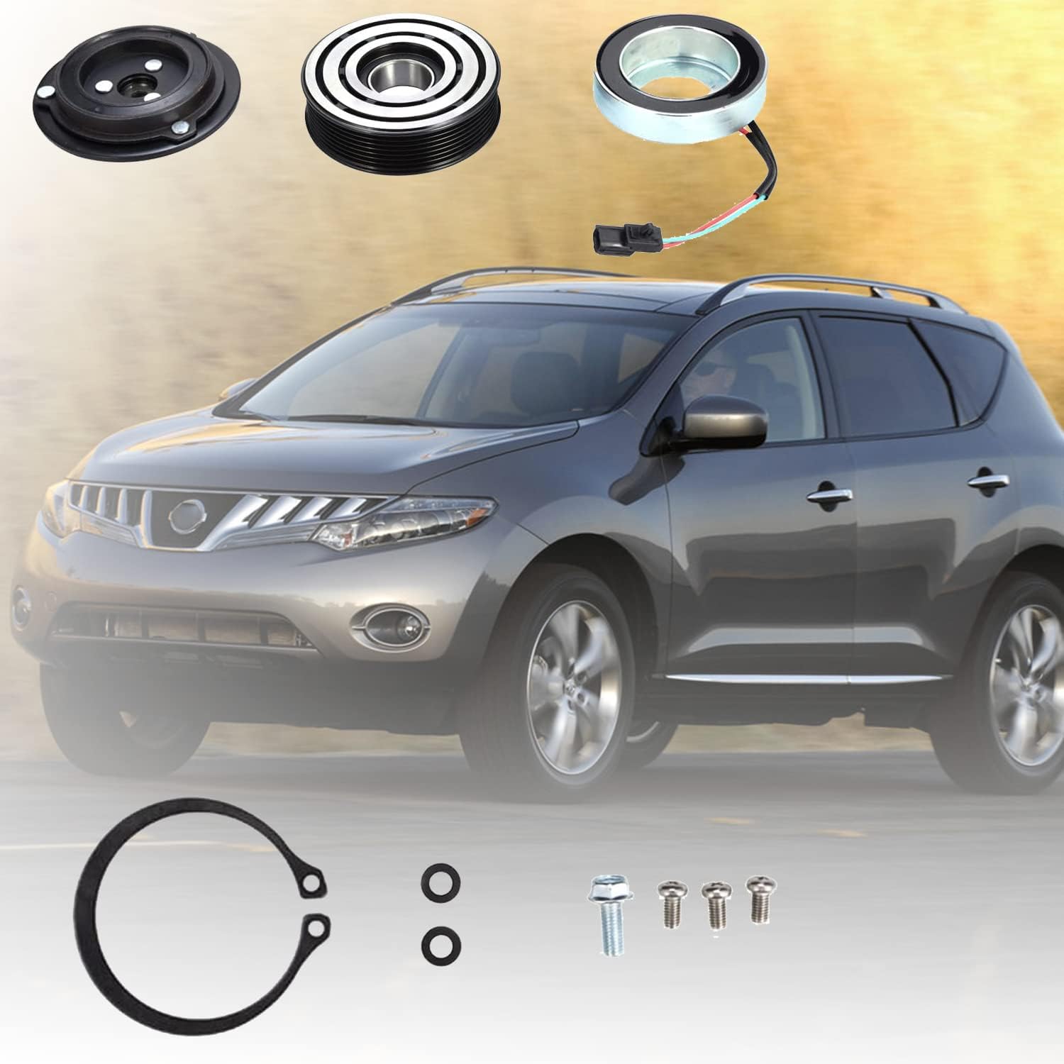 Kit de ensamblaje de embrague del compresor del AC, bobina de rodamiento de polea de placa 92600JA10B, repuesto para motor Nissan Maxima 2008-2014