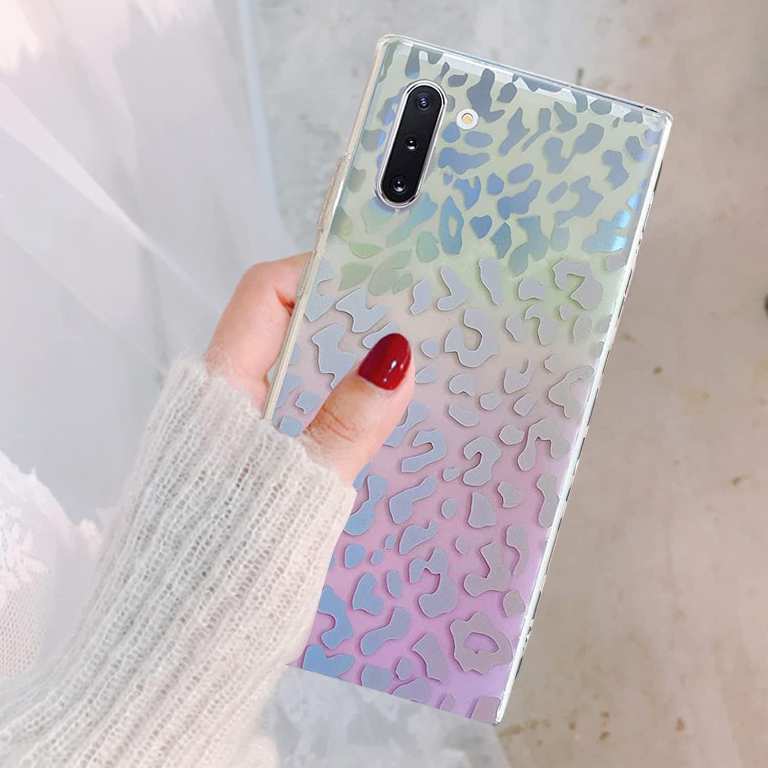J.west Funda para Galaxy Note 10 de 6.3 pulgadas, delgada, mate, estampado de leopardo, guepardo suave, TPU a prueba de golpes, funda protectora