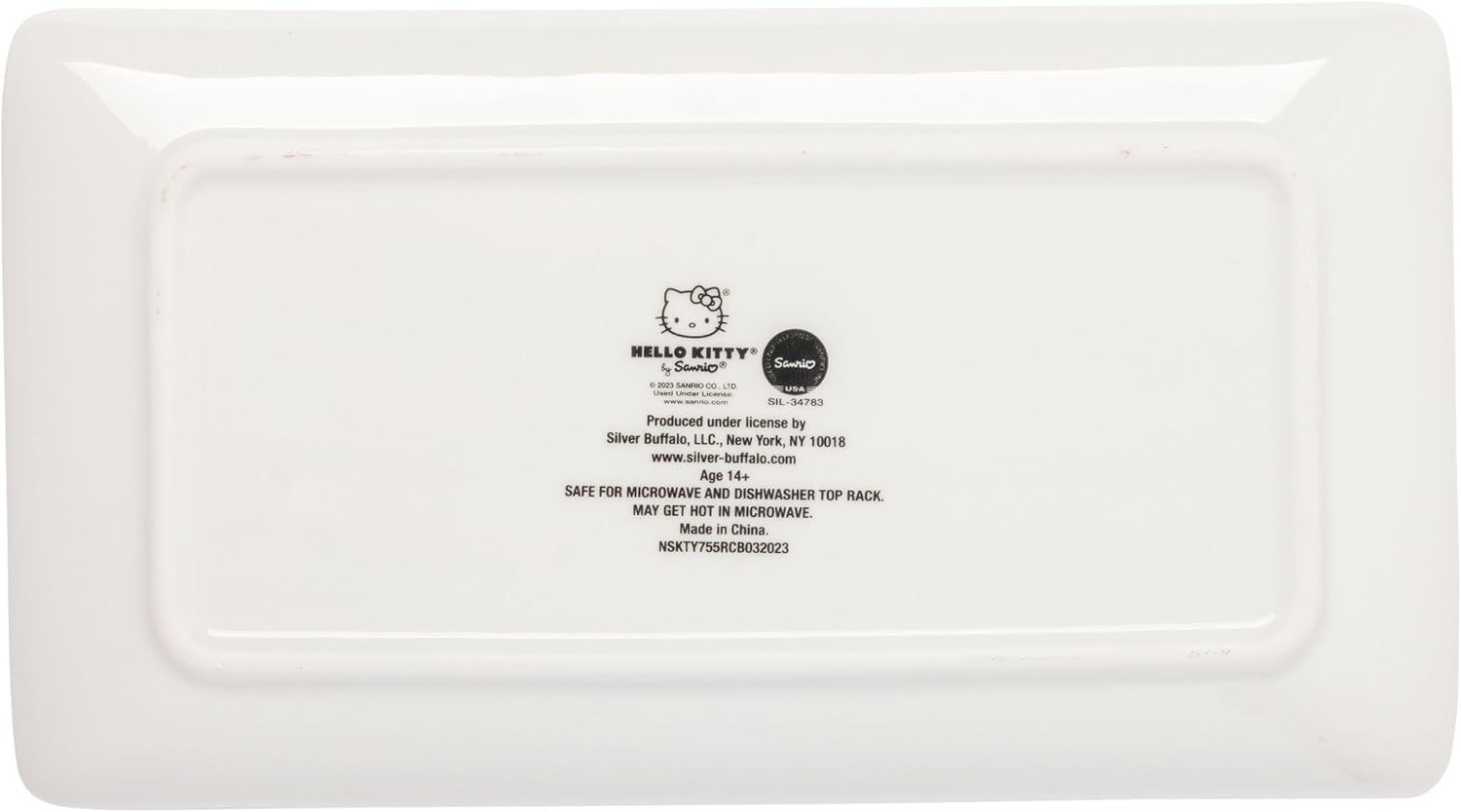 Silver Buffalo Sanrio Hello Kitty – Juego de sushi de cerámica con lazo rojo y blanco con plato de salsa y palillos a juego