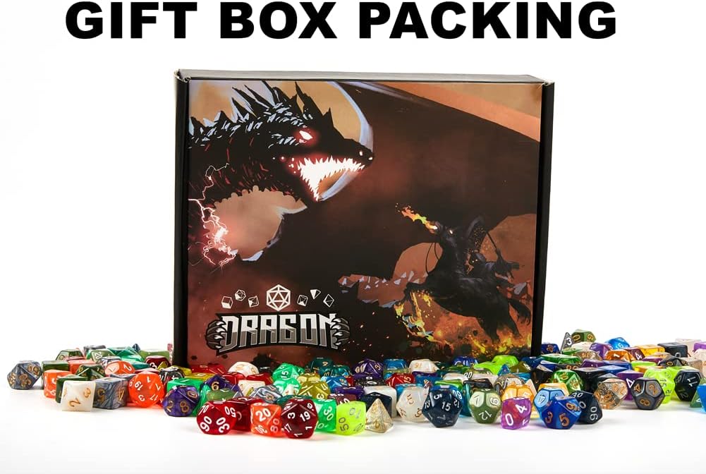 6 juegos de dados poliédricos DND Dungeons and Dragons Rolling Dice para juegos de mesa RPG MTG, dados a granel con seis bolsas con cordón y bandeja