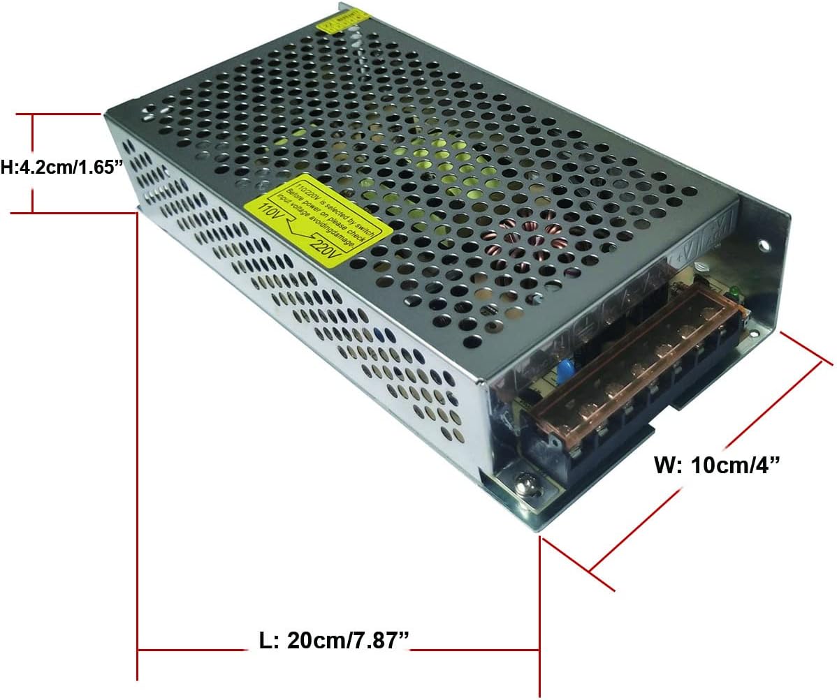 Henxlco AC 110V220V a DC 12V 15A 180W Adaptador de fuente de alimentación de conmutación regulada universal Transformador Convertidor de controlador