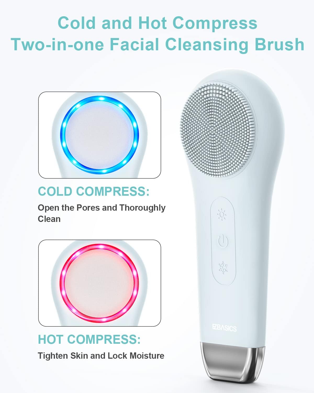 EZBASICS Cepillo de limpieza facial, limpiador facial impermeable, cepillo facial para hombres y mujeres, cepillos faciales recargables para