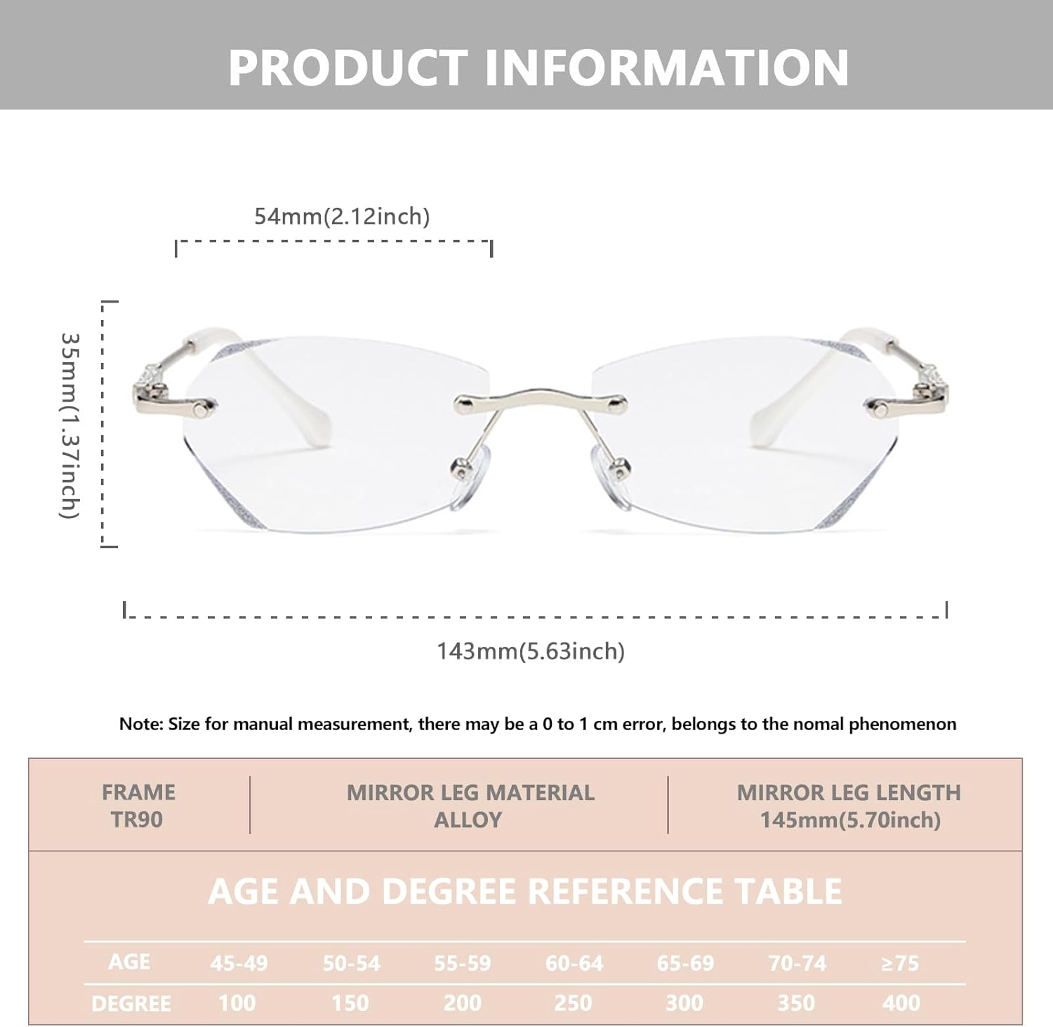 Lentes de lectura sin montura para mujeres y hombres, lectores ligeros con bloqueo de luz azul, clásicos y elegantes artísticos