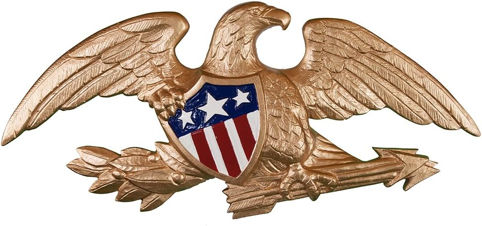 Águila de pared con asta de bandera de lujo, 23 pulgadas, dorado