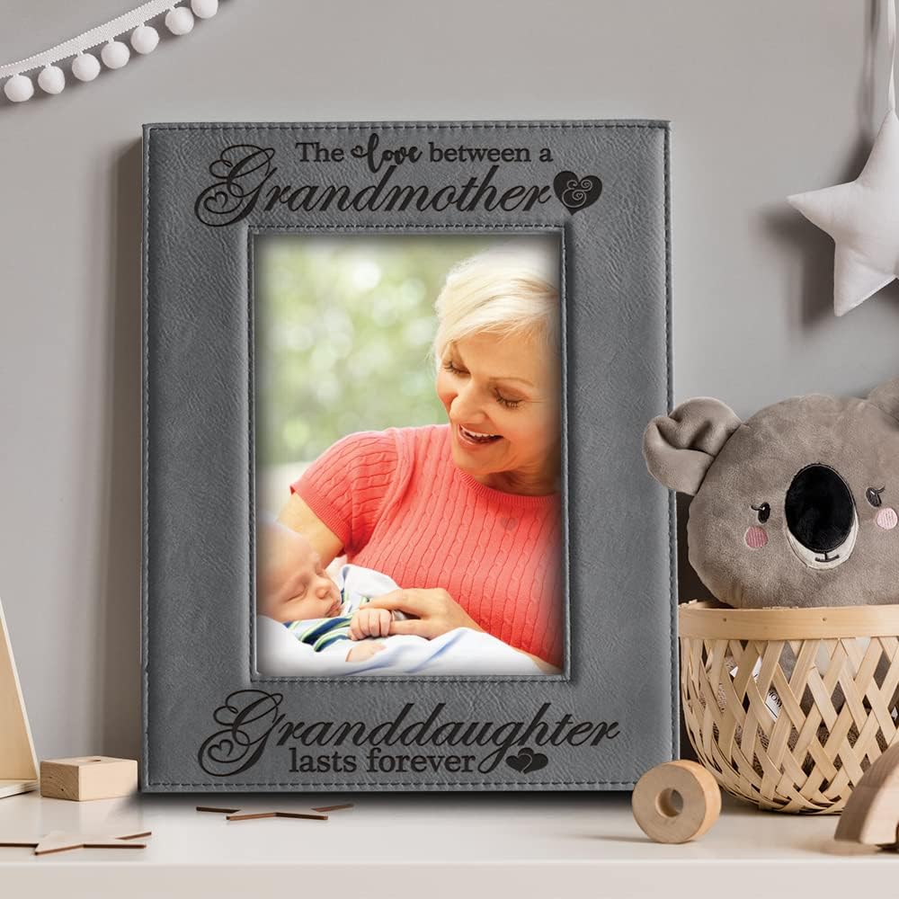 BELLA BUSTA -El amor entre una abuela y una nieta, el nieto dura para siempre, marco de fotos de cuero sintético grabado para el día de la madre por