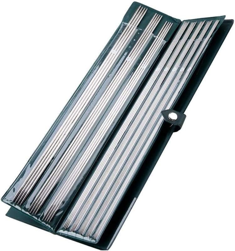 Juego de 44 agujas de tejer, agujas de tejer de acero inoxidable de doble punta para calcetines, suéter artesanal, 11 tamaños de 0.059 in a 0.256 in