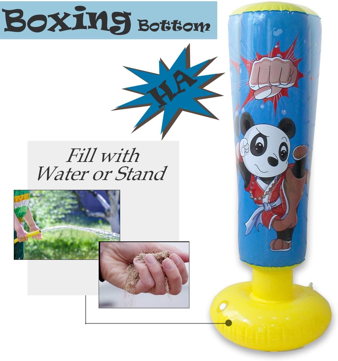 Baiao Punching Bag for Kids, Inflatable Boxing Bag, Kids Punching Bag, for Practicing Karate, Taekwondo, Gifts for Boys & Girls Age 3-12 (47 Height)