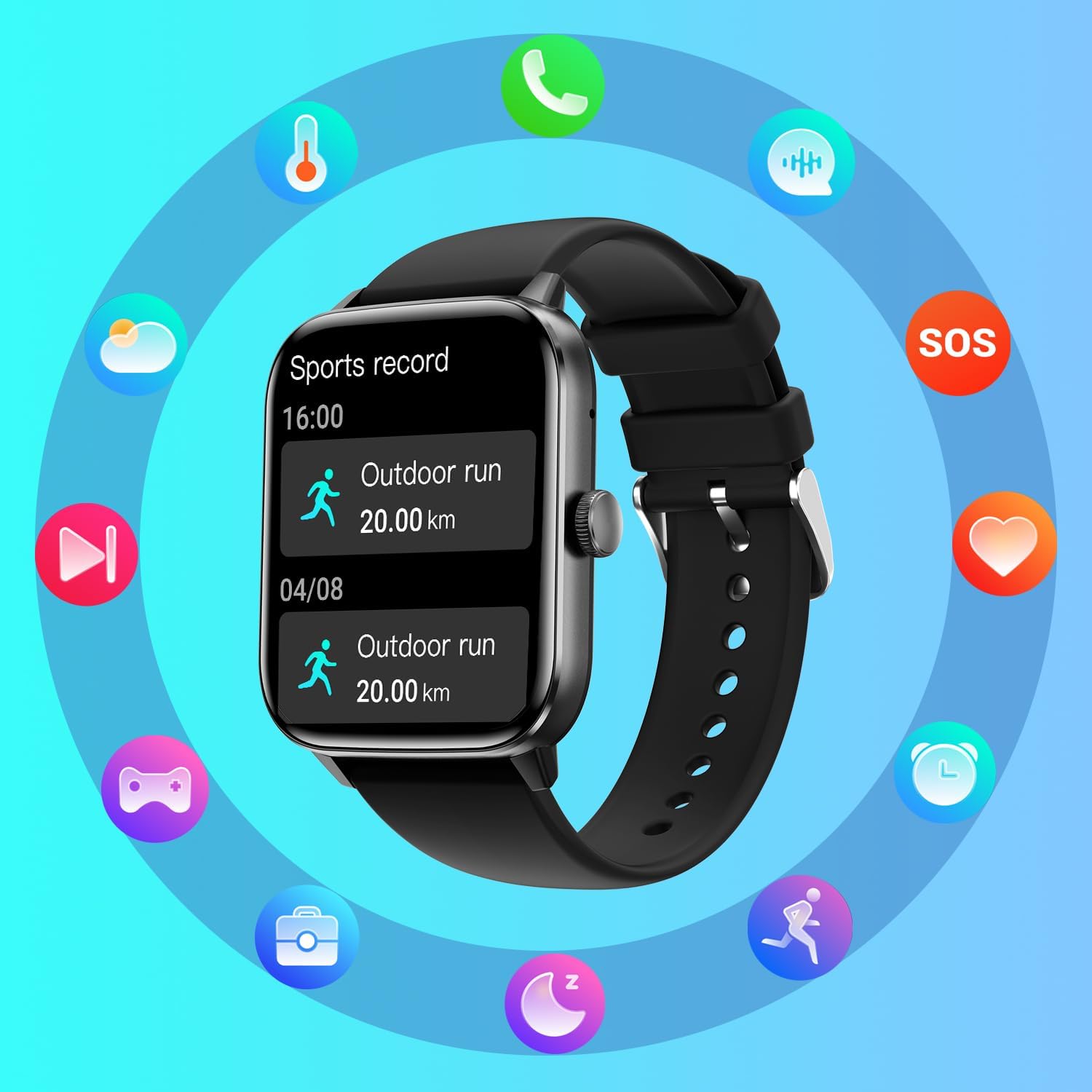 Smart Watches for Men Women, 2023 Newest 1.91 Inch Fitness Tracker, Heart RateSleep MonitorPedometerCalories, Multiple Sports Modes, Waterproof