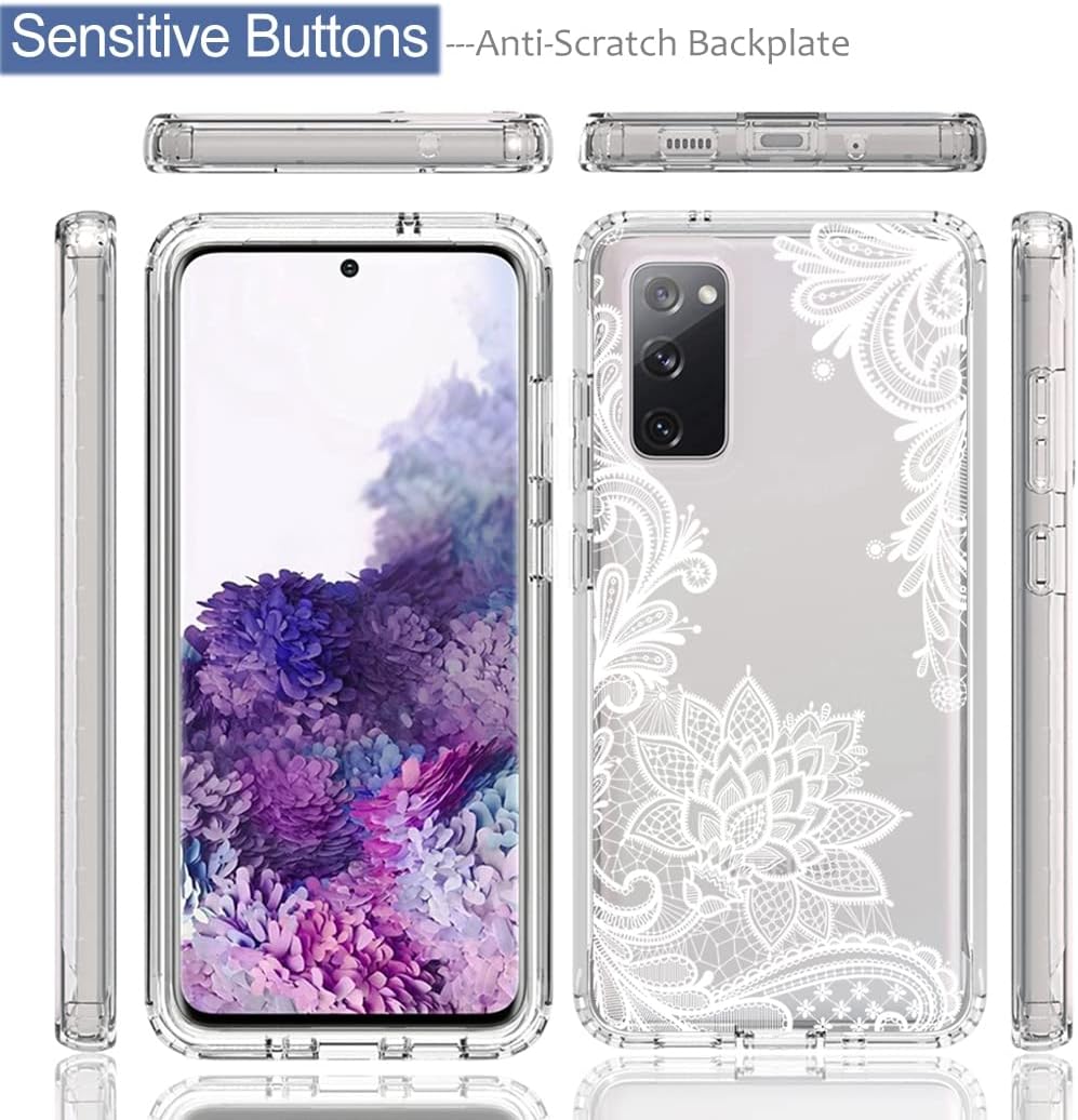 Tothedu Funda para Samsung Galaxy S20 5G, Samsung S20 SM-G981U con protector de pantalla de vidrio templado, bonito patrón de mandala transparente,
