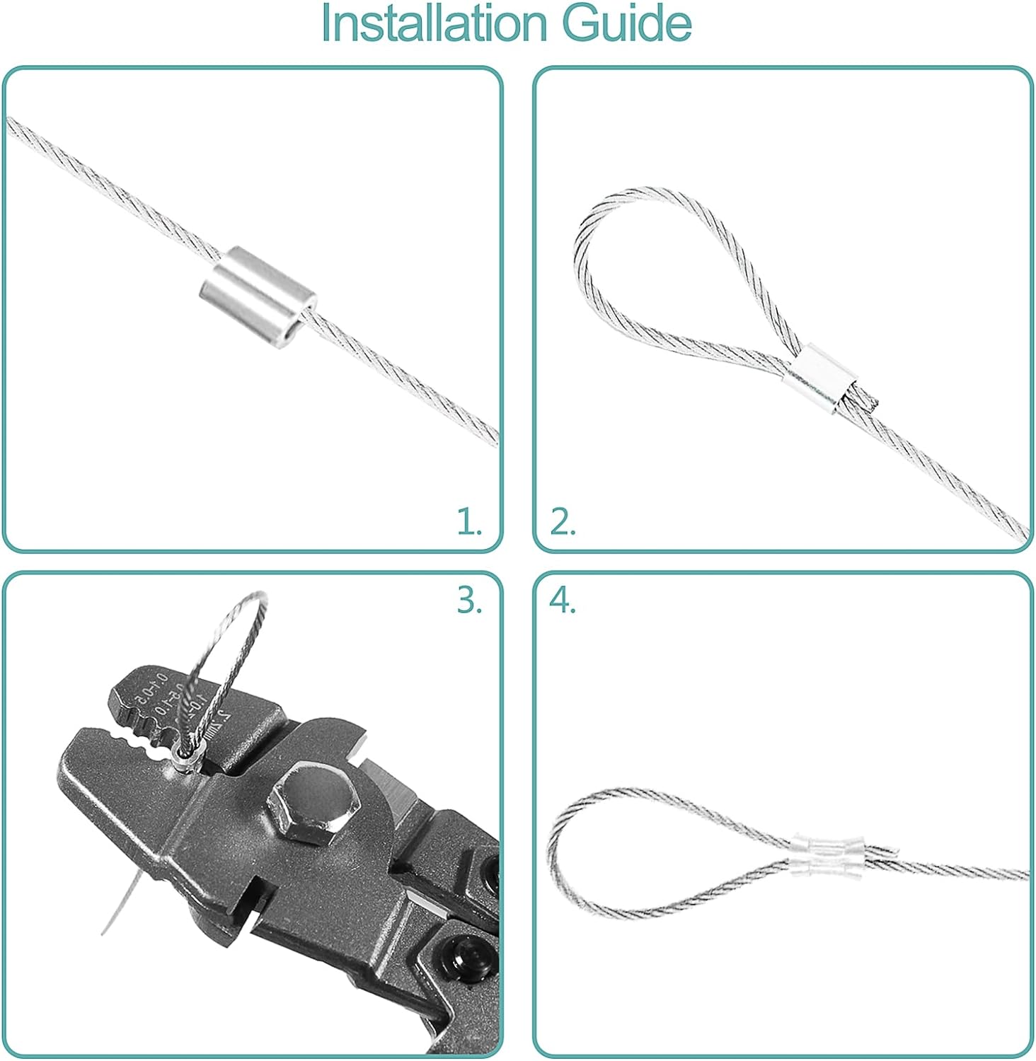 Kit de herramientas de prensado de cable de alambre de acero inoxidable, alicates cortadores y engarzadores, cuerda de alambre 304 de 100 pies, kit