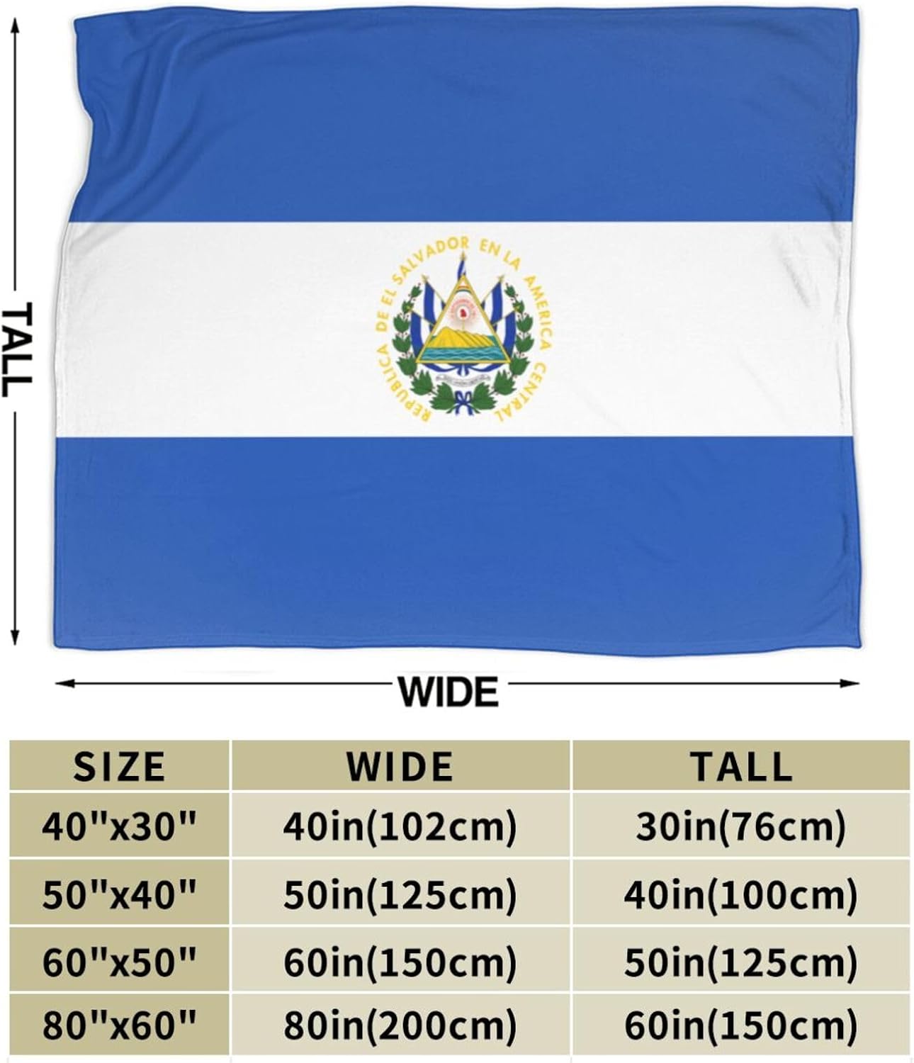 Manta de franela con diseño de bandera de El Salvador, suave y afelpada, acogedora manta de franela para sofá, cálida y decorativa