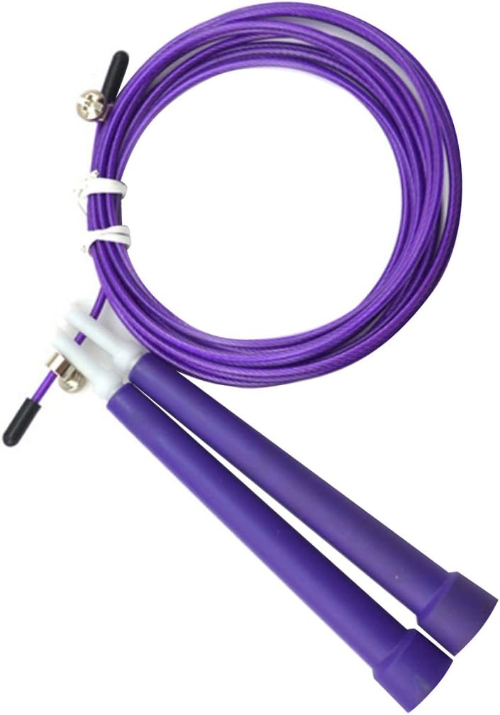 JUSTDOLIFE – Cuerda de fitness para interiores, cuerda de saltar ajustable de alta calidad de 9.84 pies con cable de velocidad rápida y asas de