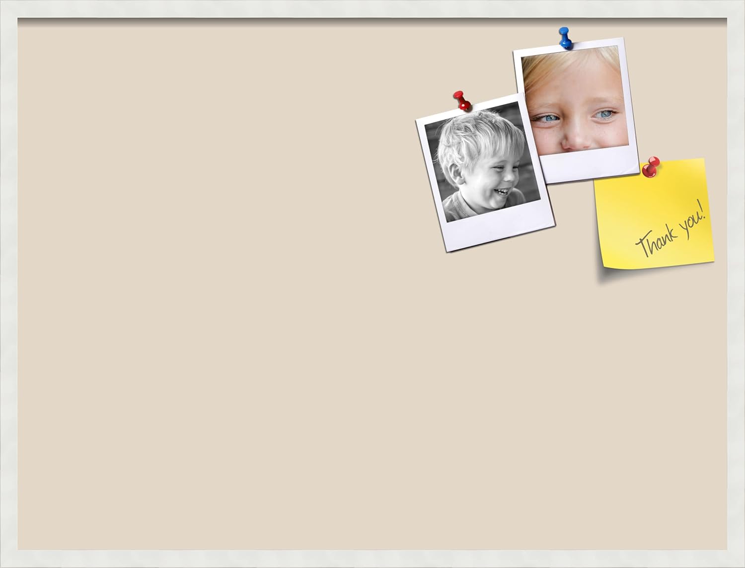 PinPix Tablero de anuncios de corcho de 40 x 30 pulgadas. Este tablero decorativo enmarcado viene con diseño pastel del desierto y marco blanco