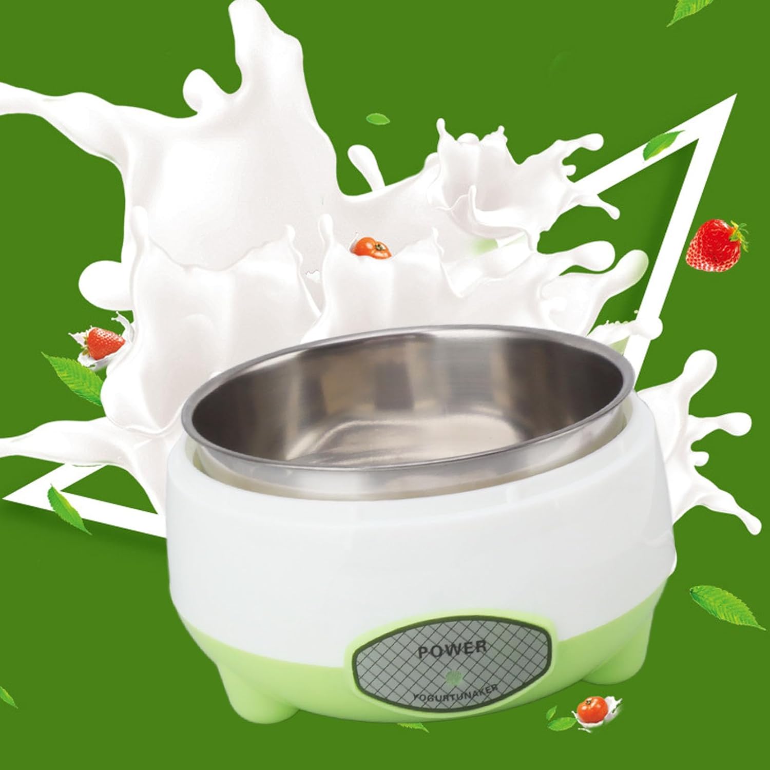 Pequeña máquina para hacer yogur de 15 W, máquina compacta para hacer yogur con recipiente de acero inoxidable reutilizable, para yogur orgánico en