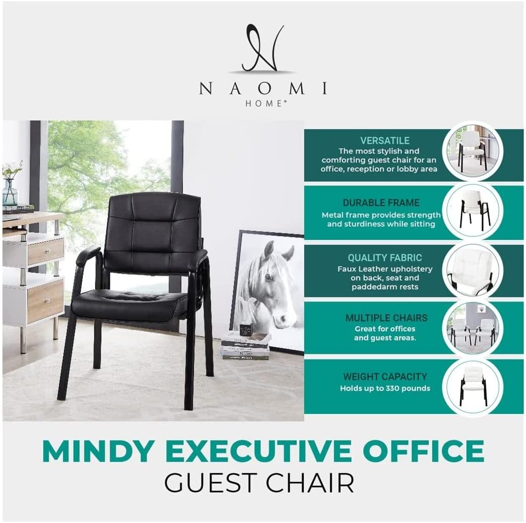 Naomi Home Silla de Oficina – Silla de Oficina – Silla de Oficina – Piel sintética, color negro