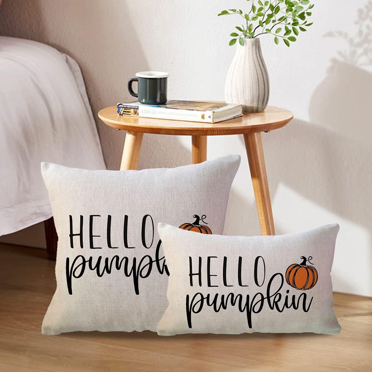 ULOVE LOVE YOURSELF Hello Pumpkin – Fundas de almohada para decoración de otoño y otoño, funda de almohada de calabaza, fundas decorativas para sofá