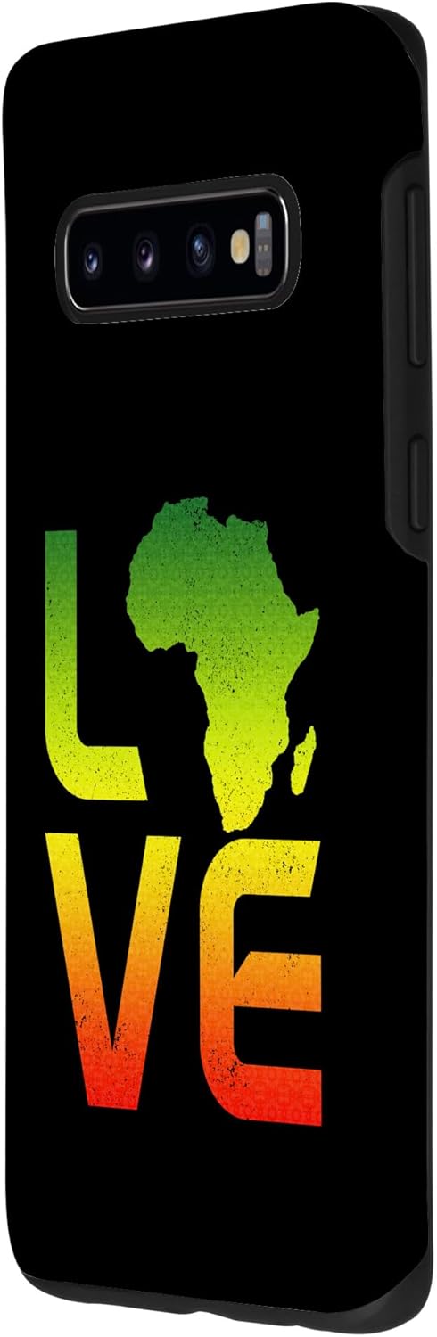 Galaxy S10 Africa LOVE African Map Black Pride Ethiopian Flag Roots Case