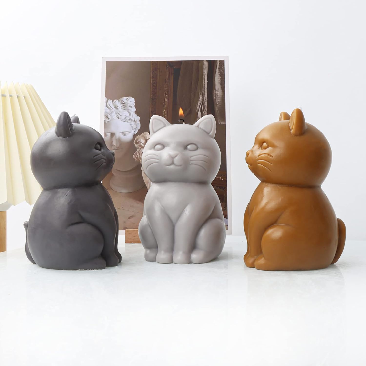 Molde de vela 3D para gatos, molde de fundición de resina animal de silicona, molde de silicona para gatos gordos para chocolate, fondant, jabón,