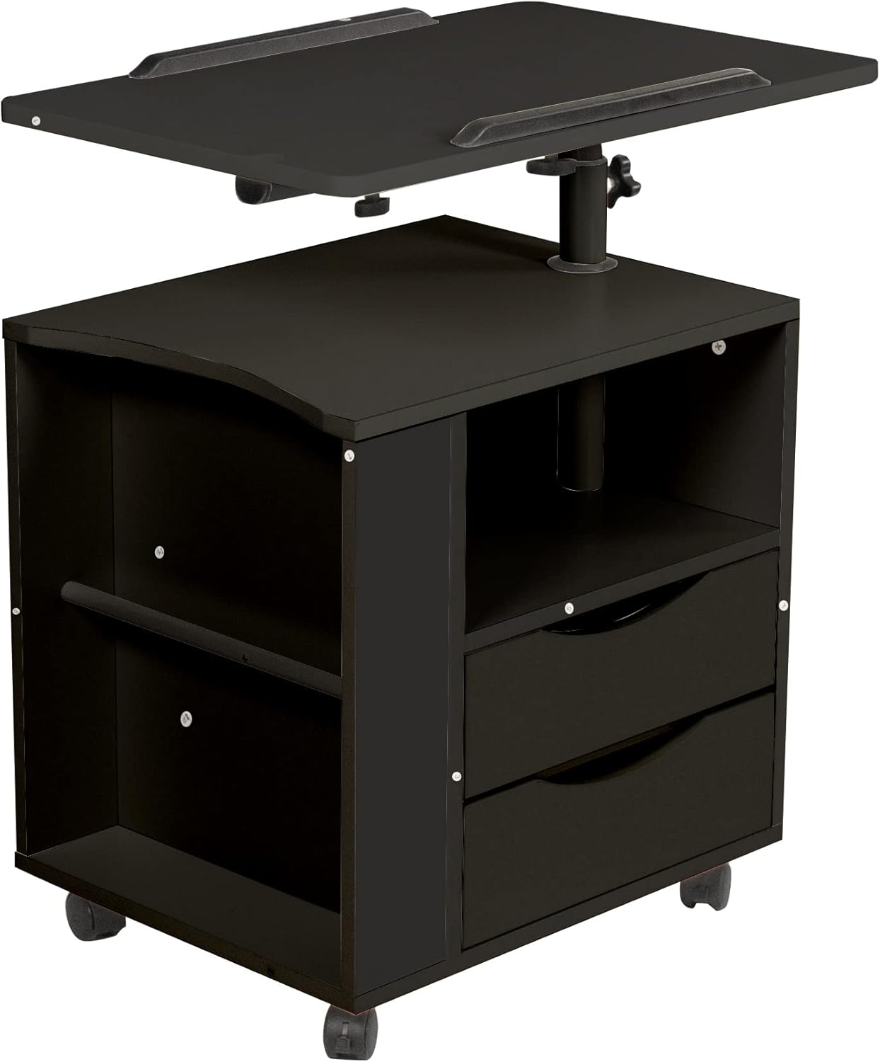Holaki Mesita de noche, estación de trabajo de mesita de noche, mesa de noche de madera ajustable con inclinación giratoria, escritorio para