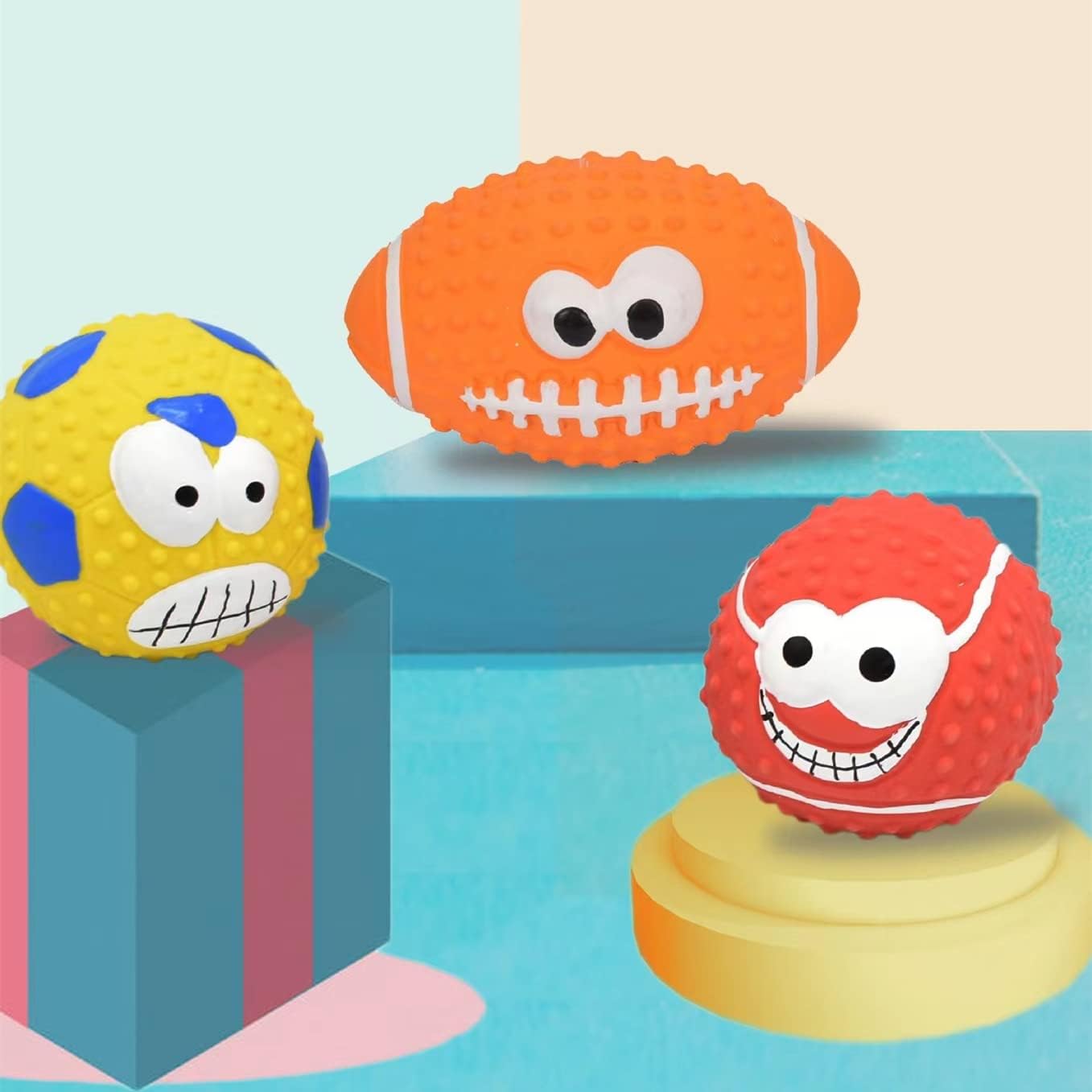 ZHENJIER Juguetes chirriantes para perros, juguete para perros que gruñe gruñidos, pelota de látex para perros pequeños y medianos, bolas