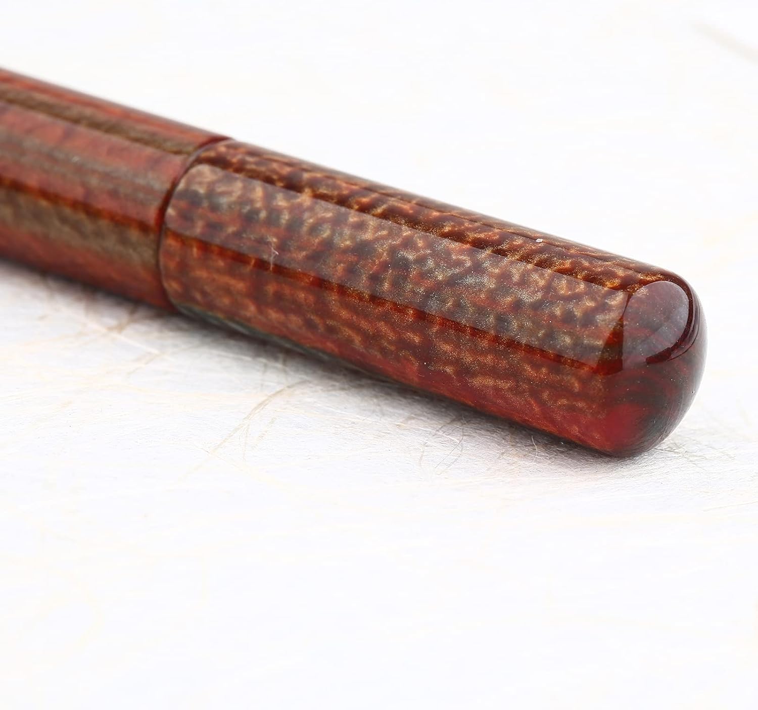 Asvine Majohn Wancai – Mini pluma estilográfica, punta extrafina, bolígrafo de bolsillo de viaje acrílico marrón, tamaño corto, relleno de botella
