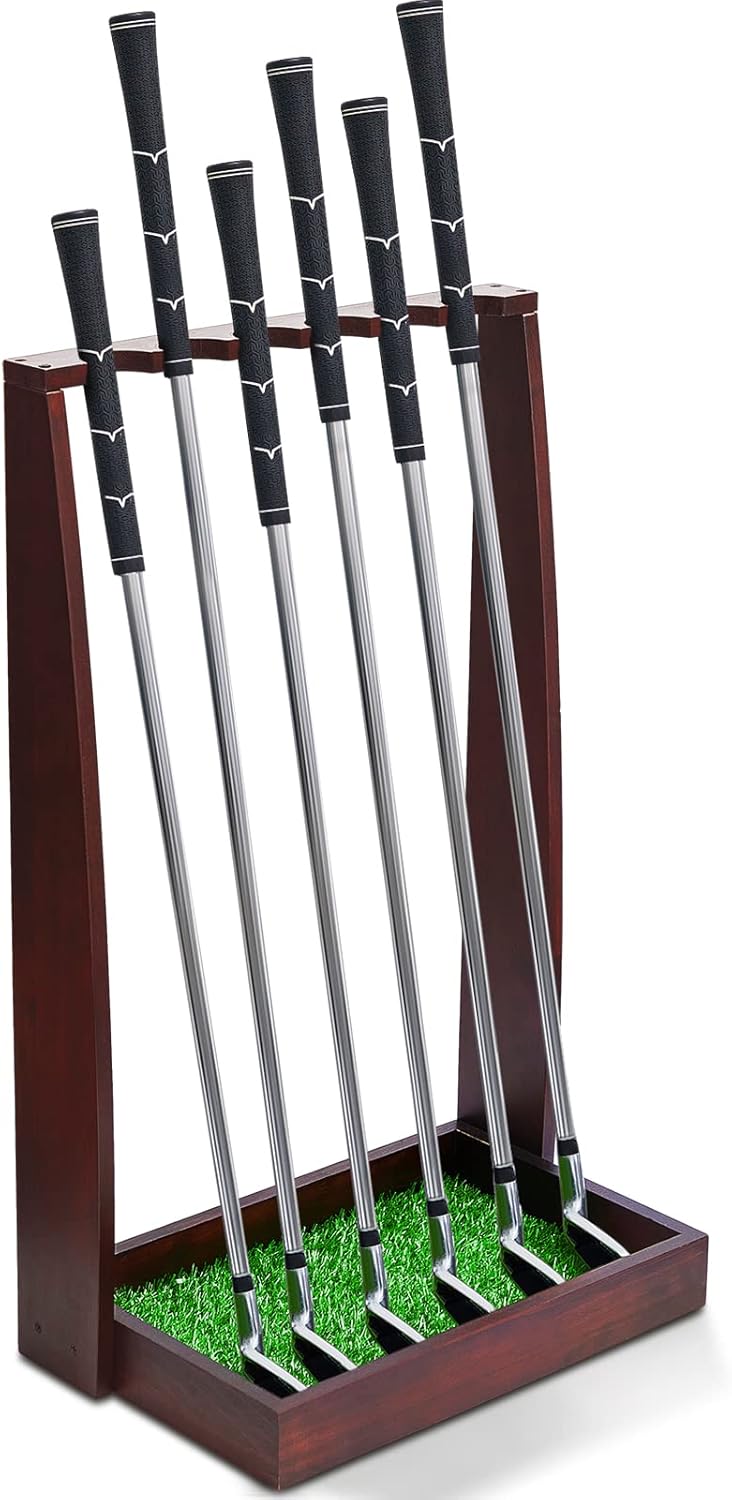 Lenwen Soporte de madera para putter de golf, estante de exhibición para interiores, soporte para palos de golf, soporte para palos de golf de