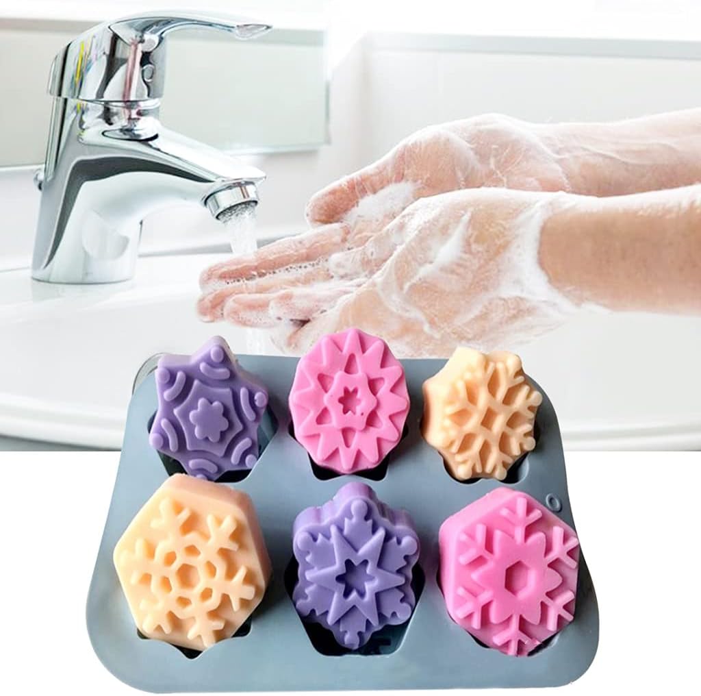 Molde de copo de nieve de silicona para hacer jabón hecho a mano DIY molde de yeso aromático moldes de silicona para velas