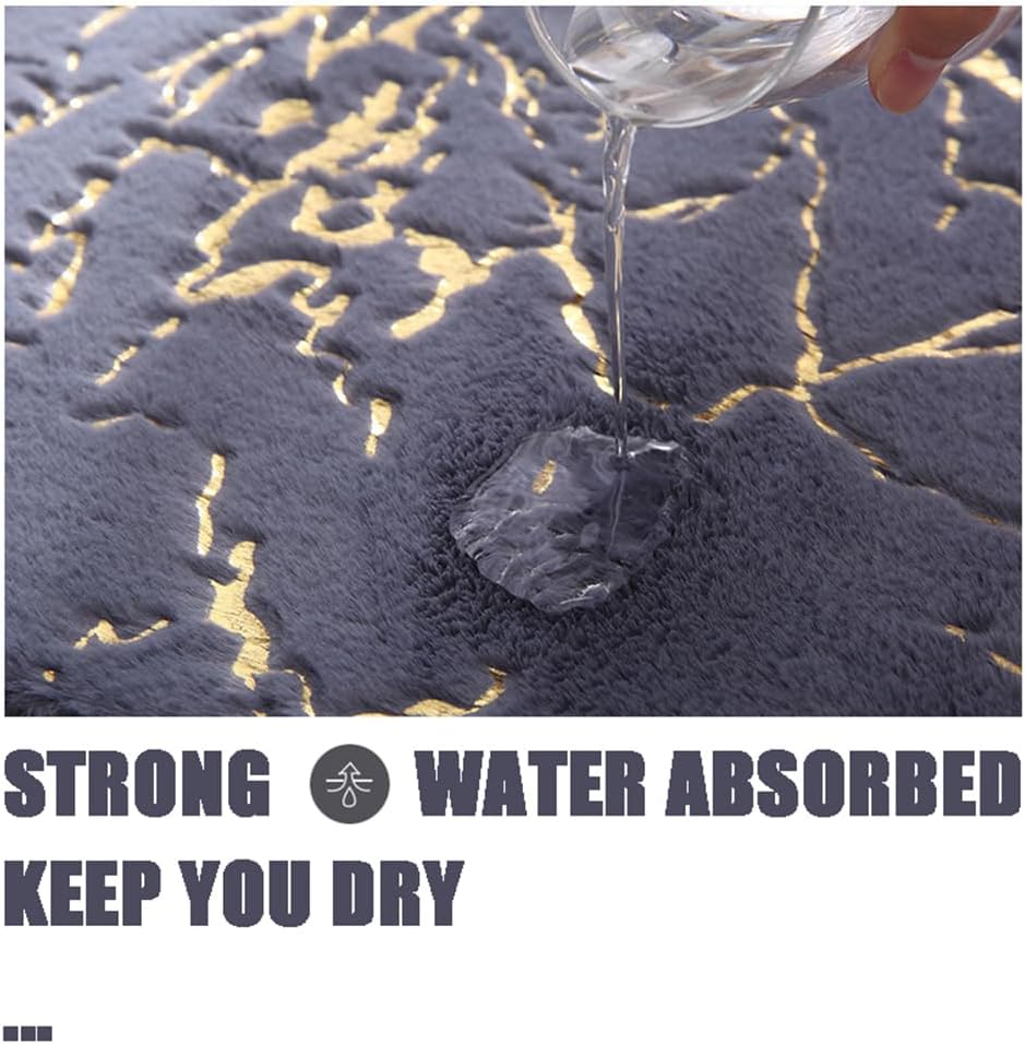 Alfombras de baño Fluzzy con diseño de mármol, antideslizantes, de lujo, fuertes, absorbentes de agua, lavables a máquina, ultra suaves, alfombra