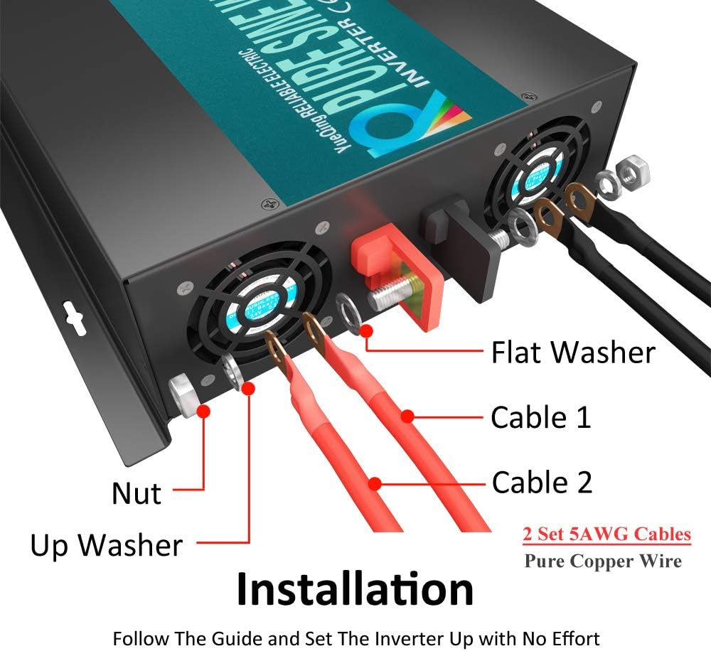 WZRELB Inversor de energía solar confiable de 3000 W fuera de la red Convertidor de voltaje de 24 V CC Pantalla LED de onda sinusoidal pura Dual