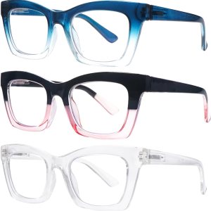 SIGVAN Paquete de 6 lentes de lectura estilo Oprah con bloqueo de luz azul, cuadrados, para computadora, bisagra de resorte para mujer SIGVAN Paquete de 6 lentes de lectura estilo Oprah con bloqueo de luz azul, cuadrados, para computadora, bisagra de resorte para mujer