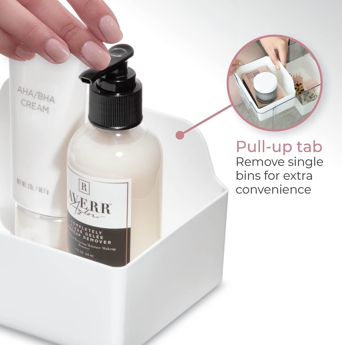 iDesign The Sarah Tanno Collection – Organizador de cosméticos en cajón, color blanco (paquete de 2)