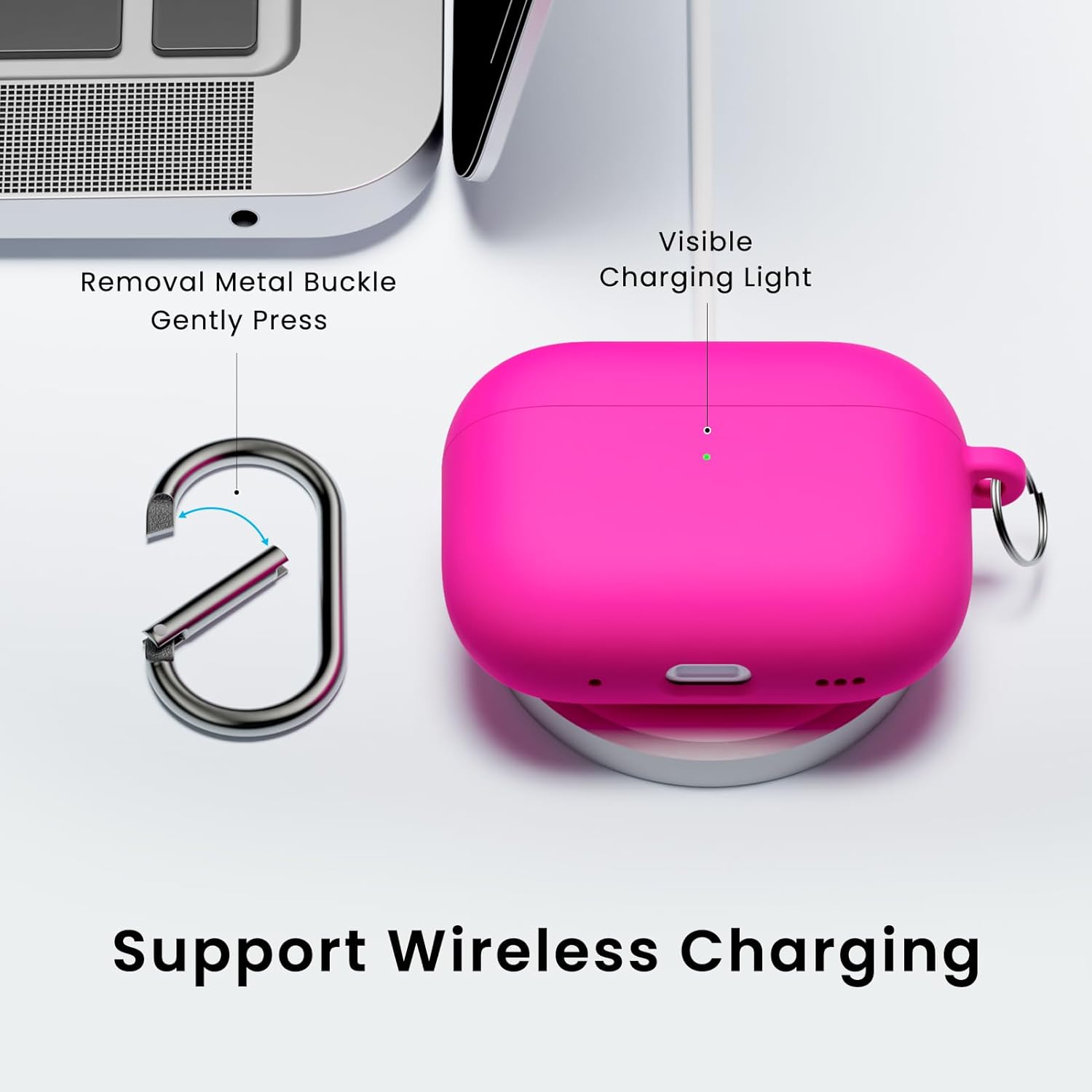 ORNARTO Funda para Airpods Pro de 21 generación con bolígrafo limpiador, funda para los oídos, silicona suave protectora completa para AirPods Pro