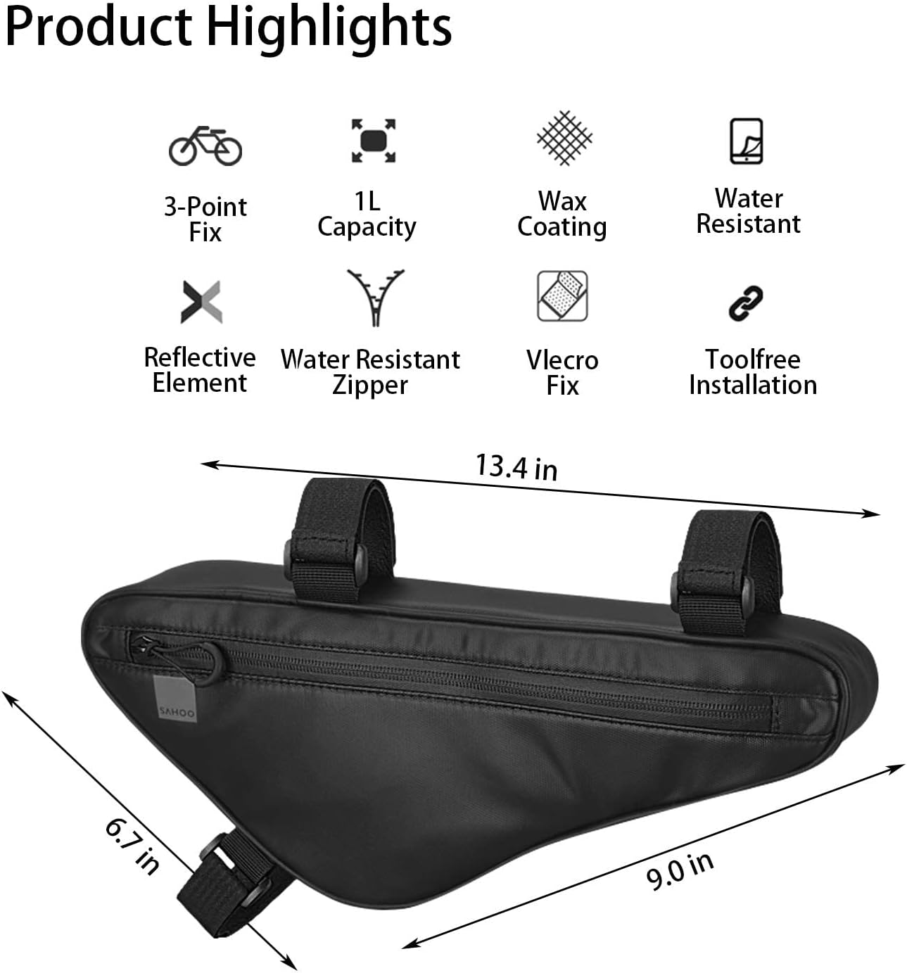 Bolsa de almacenamiento de bicicleta 121469 Bolsa triangular de tubo superior de bicicleta resistente al agua Paquete de ciclismo Bolsa de
