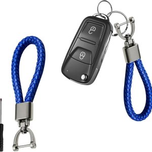 Llavero de cuero de microfibra trenzada para automóvil, cuerda tejida de metal con anillo en D giratorio de 360 grados y destornillador, correa Llavero de cuero de microfibra trenzada para automóvil, cuerda tejida de metal con anillo en D giratorio de 360 grados y destornillador, correa