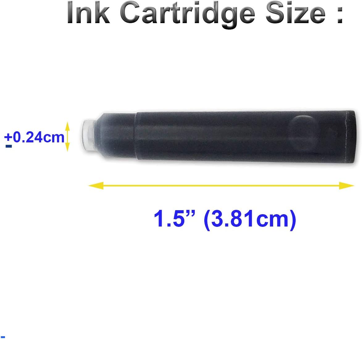 Cartuchos de tinta para pluma estilográfica, color azul, estándar internacional, repuesto de cartucho de tinta para pluma estilográfica, juego de 32