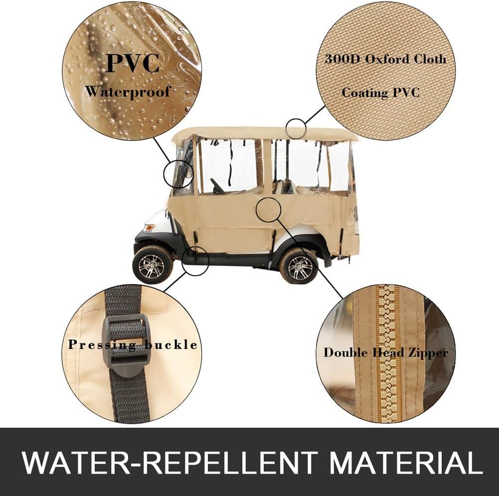 Waterproof 4-Person Golf Cart Enclosure with Transparent Windows, Fits EZGO, Club Car, Yamaha Cart – Deluxe Fairway Cover